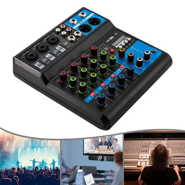 Alt view image 6 of 7 - Professional Mini Audio DJ Mixer, 5 Channel Bluetooth Controller Sound Board Console System, USB Interface, 2 XLR Mic/Line, MP3 Player w/48V Phantom For Karaoke Stereo live Studio Streaming Recording