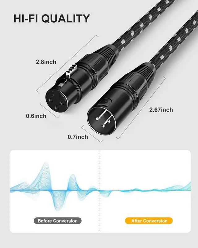 Alt view image 6 of 7 - Long XLR Cables 30ft 2 Pack,XLR Microphone Cable,OFC Shielded