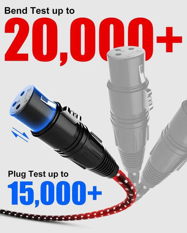 Alt view image 7 of 7 - Long XLR Cables 30ft 2 Pack,XLR Microphone Cable,OFC Shielded