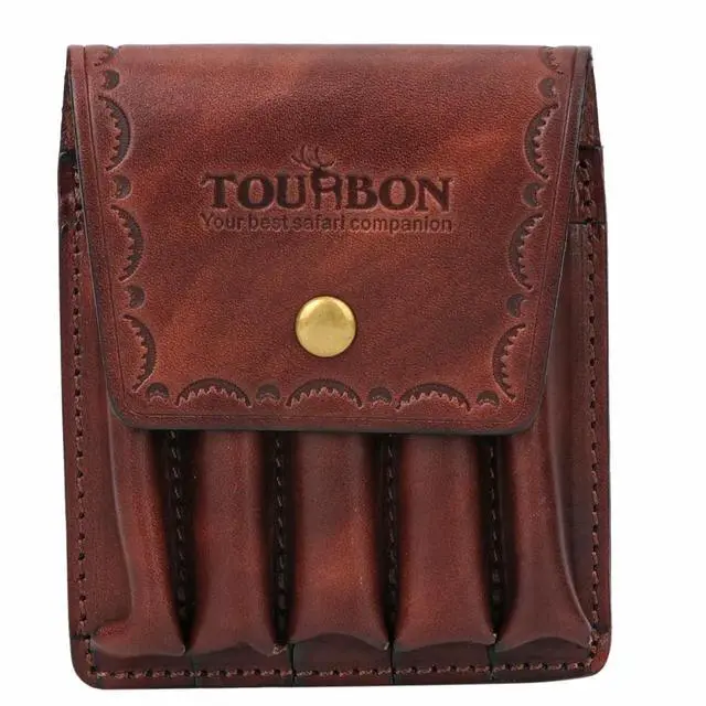 Main image of Hunting Leather Rifle Cartridge Holder 5 Round Ammo Wallet Pouch