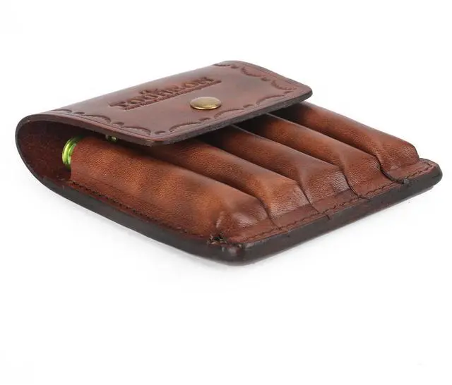 Alt view image 6 of 7 - Hunting Leather Rifle Cartridge Holder 5 Round Ammo Wallet Pouch