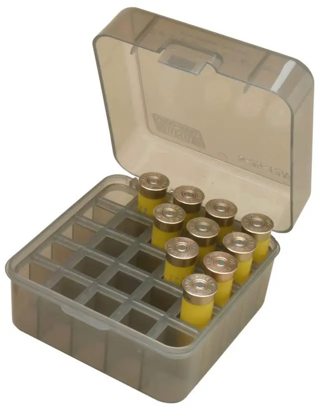 Alt view image 2 of 3 - Case-Gard S25D-41 Shotshell Box, 25 Round, Flip Top, Mechanical Hinge, USA Made, Clear Smoke