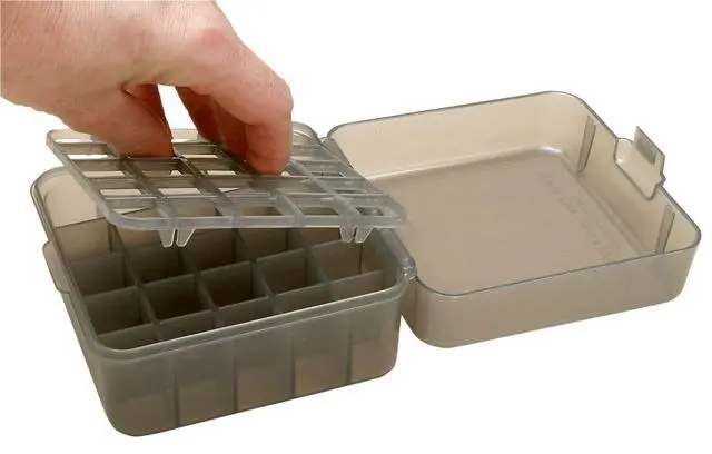 Alt view image 3 of 3 - Case-Gard S25D-41 Shotshell Box, 25 Round, Flip Top, Mechanical Hinge, USA Made, Clear Smoke
