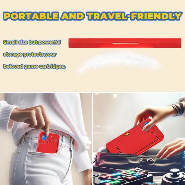 Alt view image 7 of 7 - Switch 2 Game Card Case for Nintendo Switch 2/OLED Games & Micro SD Cards, Switch Game Card Holder with 24 Game Card Storage Cute - Red