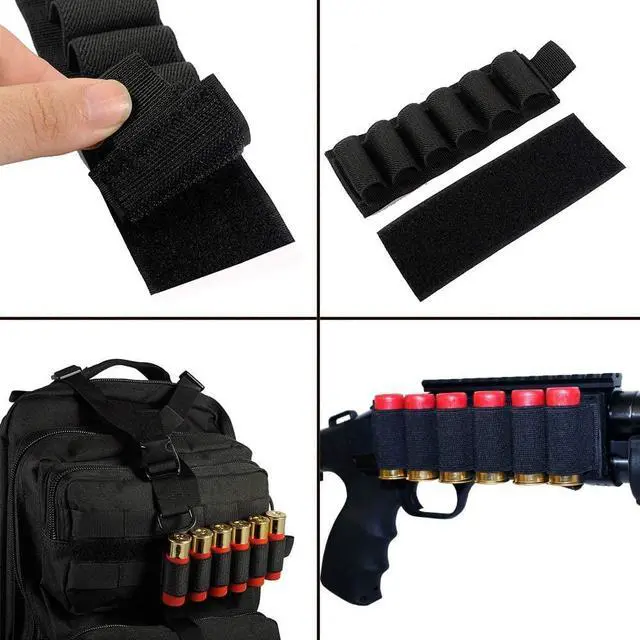 Alt view image 3 of 5 - 4PCS 6 Round Shell Holder Tactical Buttstock 12/20GA Cartridge Shell Case Bag Elastic Ammo Bullet Carrier Holster(4 Color Included)