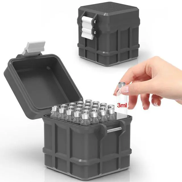 Main image of 25 Slots 3mL Cartridge Storage Case, Pen Cartridges & Vials Holder Box-Grey