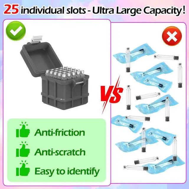 Alt view image 4 of 6 - 25 Slots 3mL Cartridge Storage Case, Pen Cartridges & Vials Holder Box-Grey