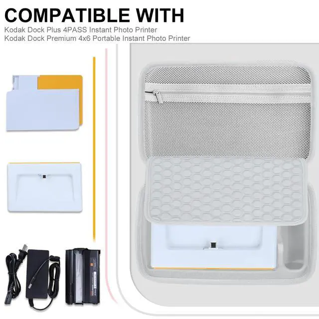 Alt view image 2 of 7 - EVA Hard Case Compatible with Kodak Dock Plus 4PASS Instant Photo Printer(4x6), Photo Papers/Power Adapter/Cartridge and Other Accessories,Waterproof and Anti Drop(Case onlyBlack)