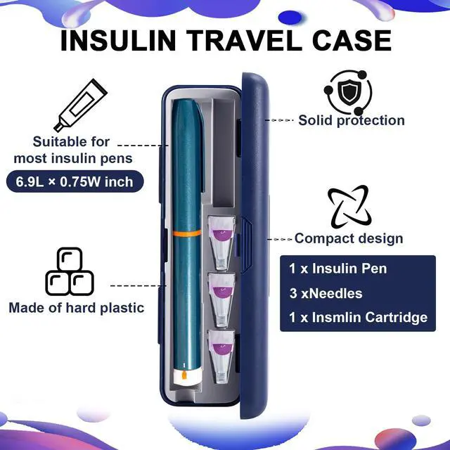Alt view image 3 of 6 - Insulin Case for Pens and Needles, Portable and Durable Insulin Pen Travel Case Keeps Diabetic Supplies Safe, Holds 1 insulin pen, 3 needles, and 1 Cartridge