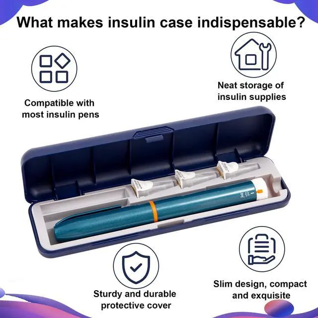 Alt view image 4 of 6 - Insulin Case for Pens and Needles, Portable and Durable Insulin Pen Travel Case Keeps Diabetic Supplies Safe, Holds 1 insulin pen, 3 needles, and 1 Cartridge