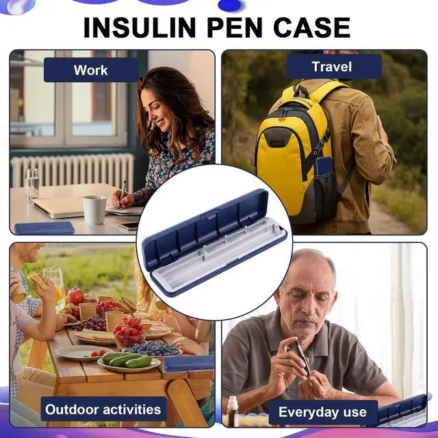 Alt view image 5 of 6 - Insulin Case for Pens and Needles, Portable and Durable Insulin Pen Travel Case Keeps Diabetic Supplies Safe, Holds 1 insulin pen, 3 needles, and 1 Cartridge