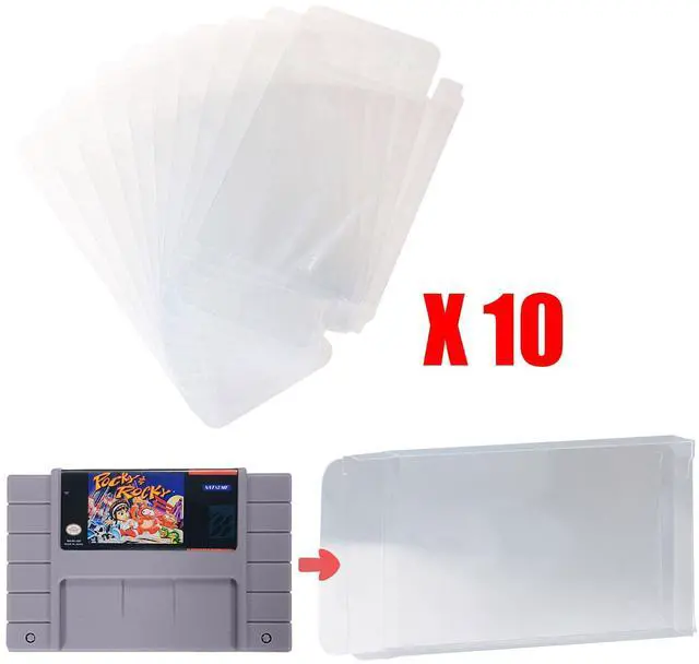 Main image of 10 Pack Clear Plastic Cartridge Case for SNES - Protective Storage Sleeve for SNES Games, Retro Hard Shell with Dustproof Display Cover