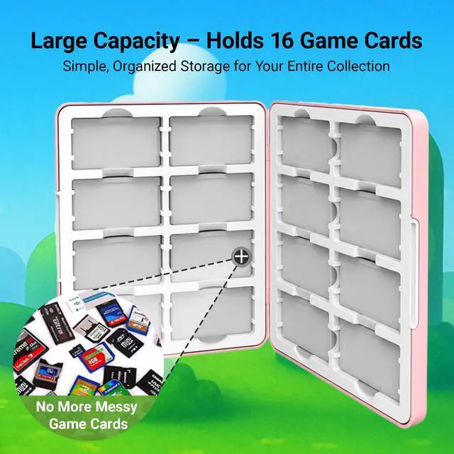 Alt view image 2 of 5 - GBA Cartridge Case Holds 16 Cartridges Compatible with Game Boy Advance Cartridges, Magnetic Game Storage Case with Soft Silicone Slots, Portable Game Cartridge Organizer, Pink Retro Gaming
