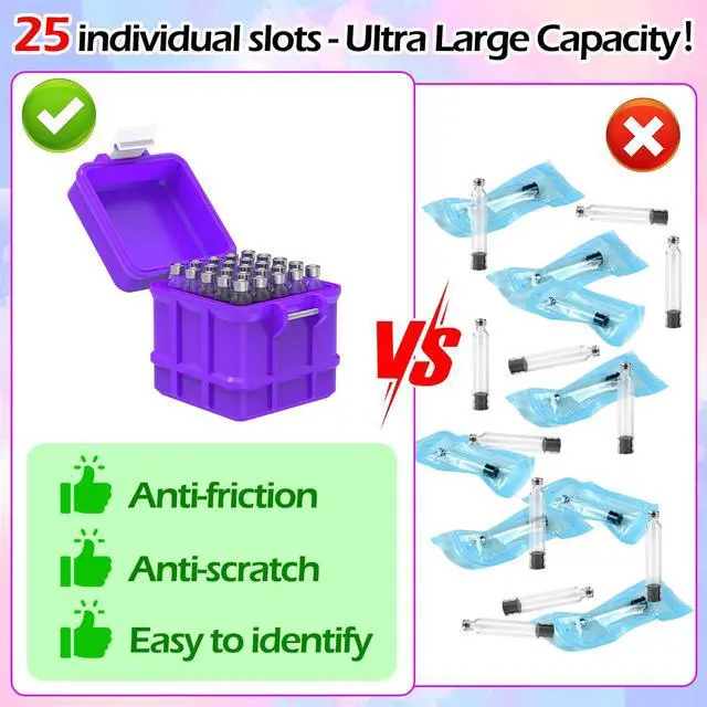 Alt view image 5 of 6 - 25 Slots 3mL Cartridge Storage Case,Pen Cartridges,Vials Holder Box-Purple