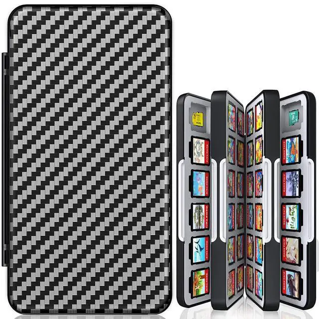 Main image of Game Card Case Holder for Nitendo Switch/Switch 2(2025) - Hard Shell Portable Cartridge Case with 72 Game Slots & 24 Micro SD Card Slots, Protective Organizer Traveler, Grey Black