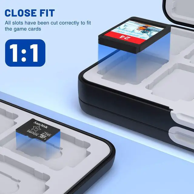 Alt view image 6 of 7 - Game Card Case Holder for Nitendo Switch/Switch 2(2025) - Hard Shell Portable Cartridge Case with 72 Game Slots & 24 Micro SD Card Slots, Protective Organizer Traveler, Grey Black