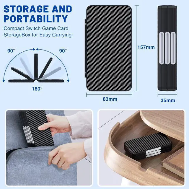 Alt view image 7 of 7 - Game Card Case Holder for Nitendo Switch/Switch 2(2025) - Hard Shell Portable Cartridge Case with 72 Game Slots & 24 Micro SD Card Slots, Protective Organizer Traveler, Grey Black