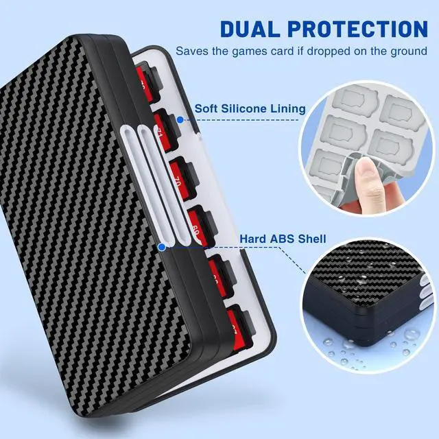 Alt view image 5 of 7 - Game Card Case Holder for Nitendo Switch/Switch 2(2025) - Hard Shell Portable Cartridge Case with 72 Game Slots & 24 Micro SD Card Slots, Protective Organizer Traveler, Grey Black