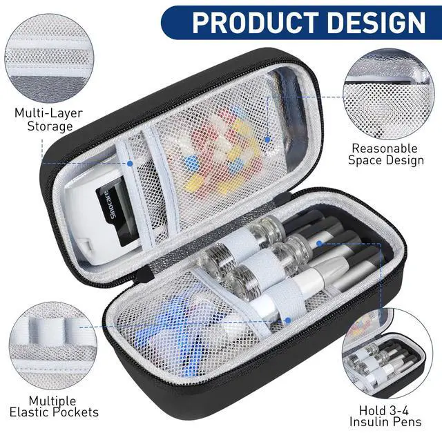 Alt view image 6 of 7 - Temperature Display Insulin Travel Case, 2PCS Ice Packs, Black
