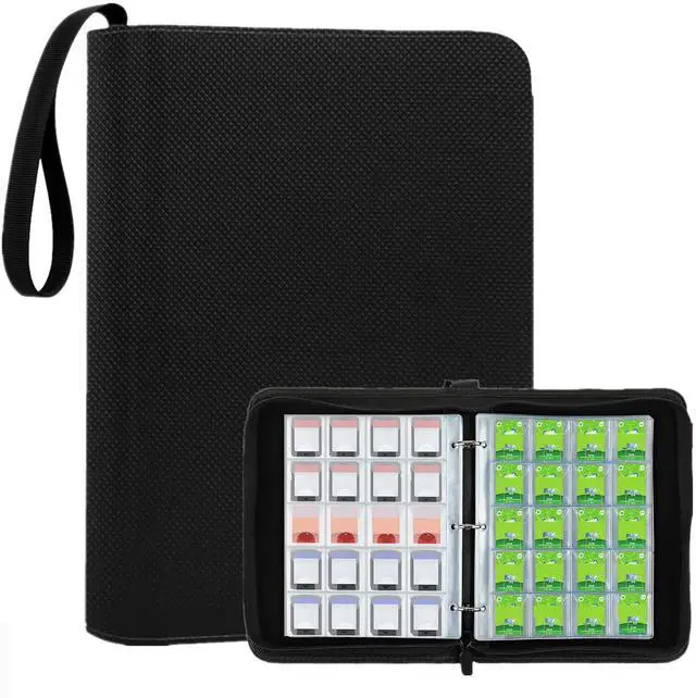 Main image of Mini Game Card Binder, 300 Slots Portable Card Holder Organizer, Water-Resistant Faux Leather Zipper Case for Game NFC Tags, SD Memory Cards, PS Vita Cartridges