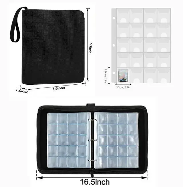Alt view image 2 of 6 - Mini Game Card Binder, 300 Slots Portable Card Holder Organizer, Water-Resistant Faux Leather Zipper Case for Game NFC Tags, SD Memory Cards, PS Vita Cartridges