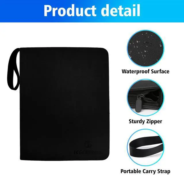Alt view image 6 of 6 - Mini Game Card Binder, 300 Slots Portable Card Holder Organizer, Water-Resistant Faux Leather Zipper Case for Game NFC Tags, SD Memory Cards, PS Vita Cartridges