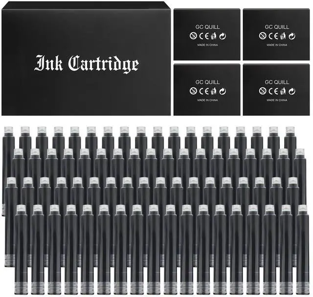 Main image of 3.4mm Bore Fountain Pen Ink Cartridges, 72 Pack - Black