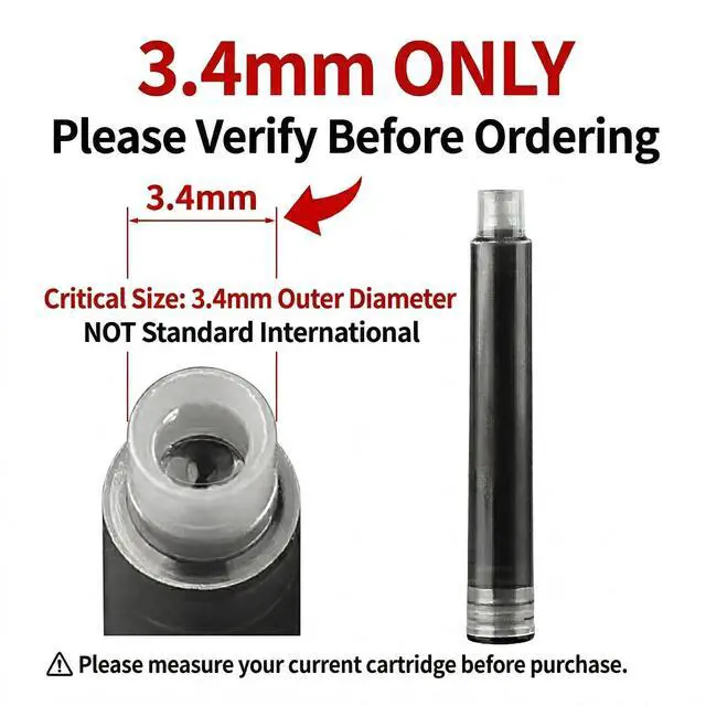 Alt view image 2 of 7 - 3.4mm Bore Fountain Pen Ink Cartridges, 72 Pack - Black