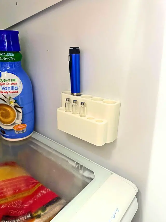 Alt view image 3 of 7 - Fridge Mount Injection Pen Organizer Holds 5 Pens + 6 Cartridges GLP-1, Insulin, Peptide Pen Storage Holder for Refrigerator Space-Saving Cold Storage Rack