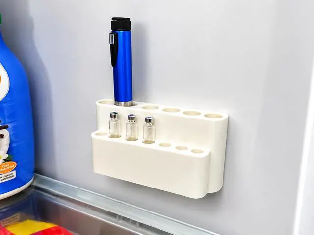 Alt view image 5 of 7 - Fridge Mount Injection Pen Organizer Holds 5 Pens + 6 Cartridges GLP-1, Insulin, Peptide Pen Storage Holder for Refrigerator Space-Saving Cold Storage Rack