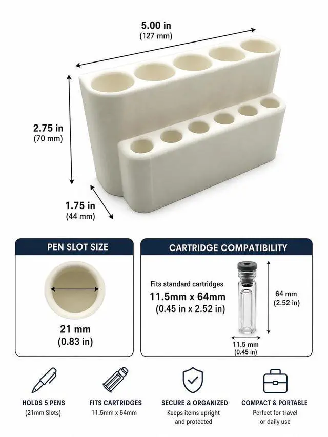 Alt view image 6 of 7 - Fridge Mount Injection Pen Organizer Holds 5 Pens + 6 Cartridges GLP-1, Insulin, Peptide Pen Storage Holder for Refrigerator Space-Saving Cold Storage Rack