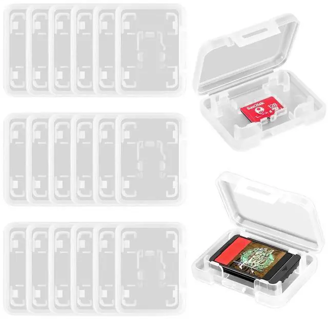 Main image of 20PCS Mini Game Card Storage Case Compatible with Nintendo Switch & Switch OLED, Portable Micro SD/TF Card Protective Holder, Clear Game Cartridge Display Box