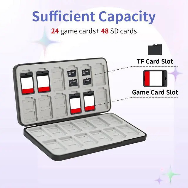 Alt view image 2 of 7 - Switch 2 Game Case Holder for Nintendo Switch 2/OLED/Lite Games & Micro SD Cards, Cute Halloween Kitty Switch2 Game Card Holder Cartridge Case with 24 Slots Game Card Storage - Magic Cat