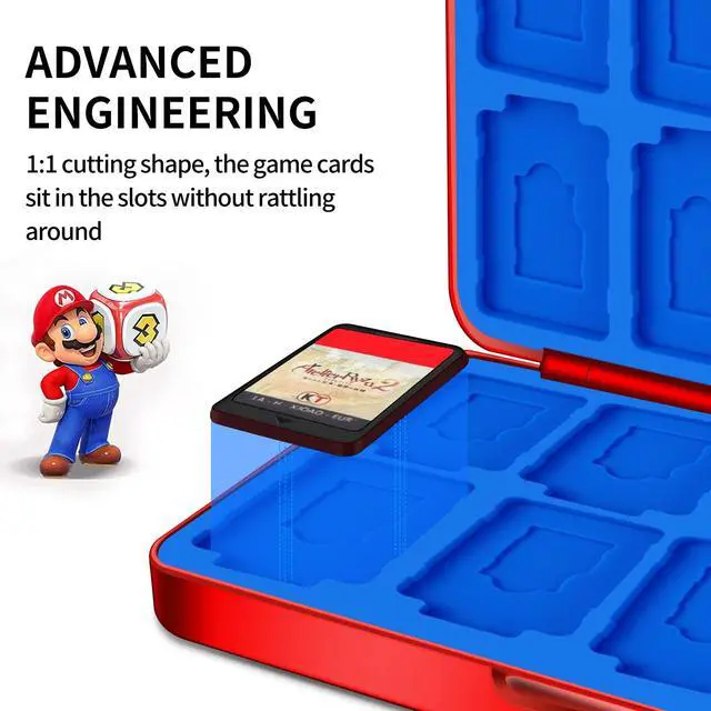 Alt view image 4 of 7 - Switch Game Holder Case with 24 Cartridge Slots and 24 Micro SD Card Storage, Slim Portable Game Organizer Traveler Gift Accessories with Magnetic Closure, Protective Hard Shell and Soft Lining