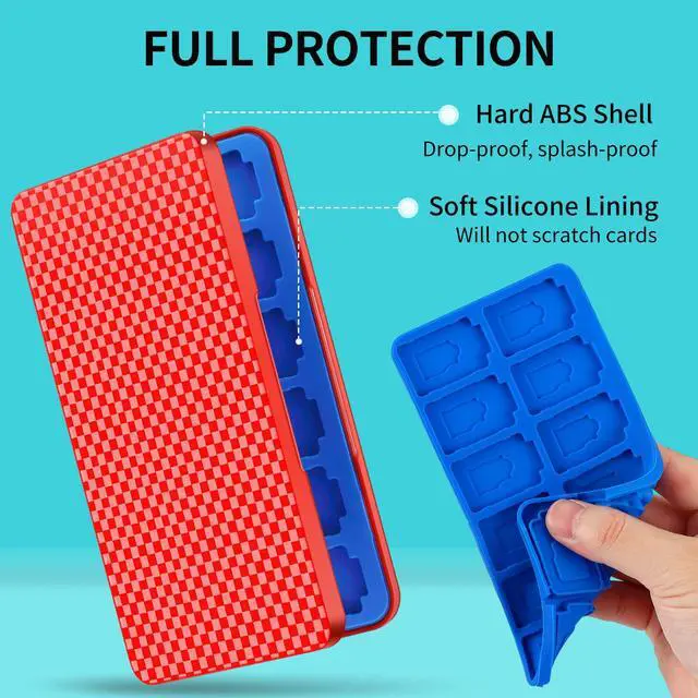 Alt view image 5 of 7 - Switch Game Holder Case with 24 Cartridge Slots and 24 Micro SD Card Storage, Slim Portable Game Organizer Traveler Gift Accessories with Magnetic Closure, Protective Hard Shell and Soft Lining