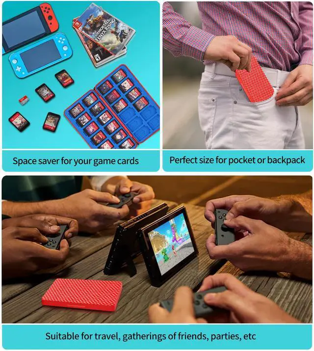 Alt view image 6 of 7 - Switch Game Holder Case with 24 Cartridge Slots and 24 Micro SD Card Storage, Slim Portable Game Organizer Traveler Gift Accessories with Magnetic Closure, Protective Hard Shell and Soft Lining