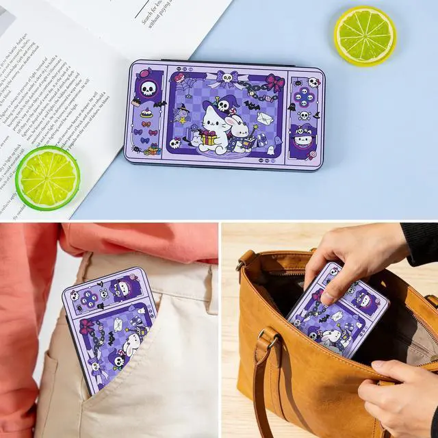 Alt view image 6 of 7 - Switch 2 Game Case Holder for Nintendo Switch 2/OLED/Lite Games & Micro SD Cards, Cute Halloween Kitty Switch2 Game Card Holder Cartridge Case with 24 Slots Game Card Storage - Magic Cat