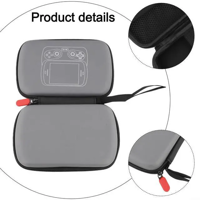 Alt view image 6 of 7 - Hard Carrying Case For Anbernic RG Slide, Premium Flannel Lined Travel Storage Holder With Organizer For Charger And Game Cartridges, Compact Shockproof Protective Shell, Grey