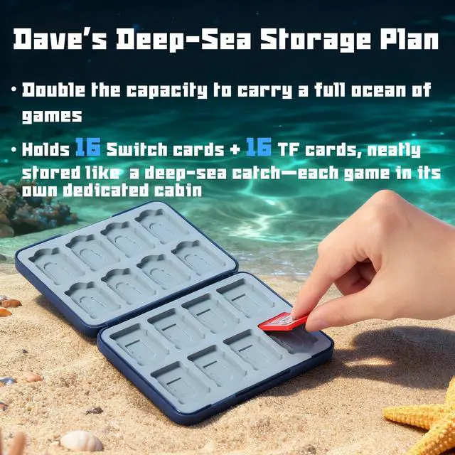 Alt view image 4 of 7 - Switch 2 Game Case Holder for Nintendo Switch2/OLED Games & Micro SD Cards, Switch2 Game Card Holder Cartridge Case with 16 Game Card Storage - Blue