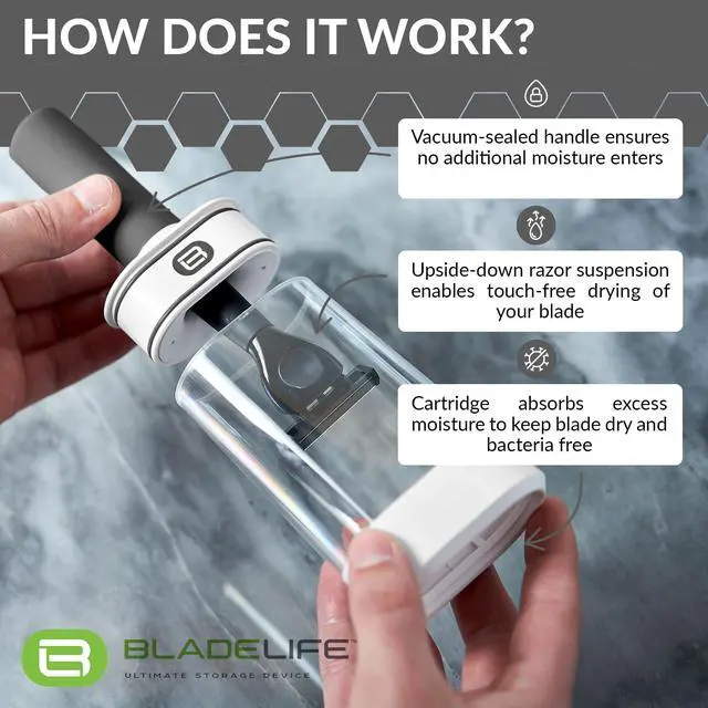 Alt view image 5 of 7 - Razor Storage Device & Travel Case for Men and Women - Fits Leading Razors - Helps Keep Blades Dry, Sharp, and Longer Lasting - Dark Gray