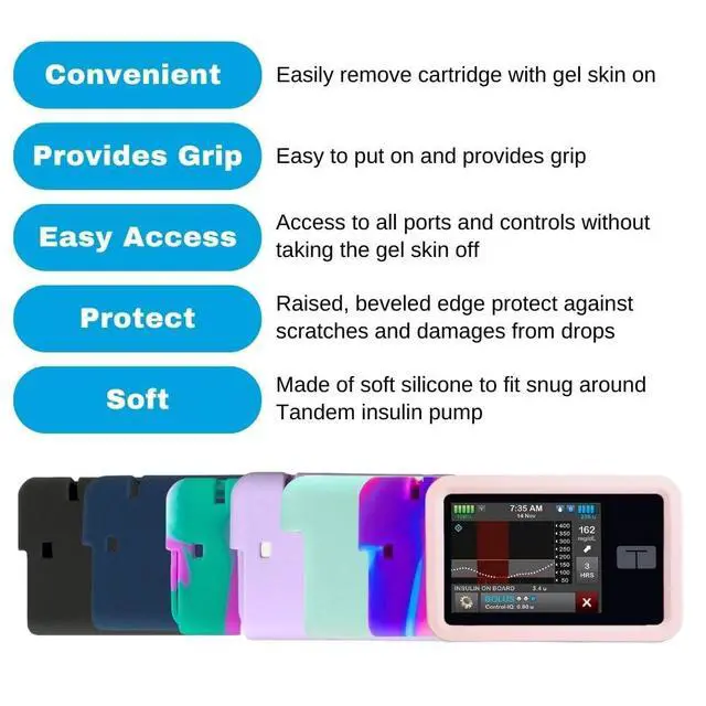 Alt view image 6 of 6 - Tandem t:Slim Gel Skin- Remove Cartridge with Cover on. Soft Silicone fits t:Slim X2 Insulin Pump with Raised, Beveled Edge to Protect Against Scratches and Drops (t:Slim X2 Black)