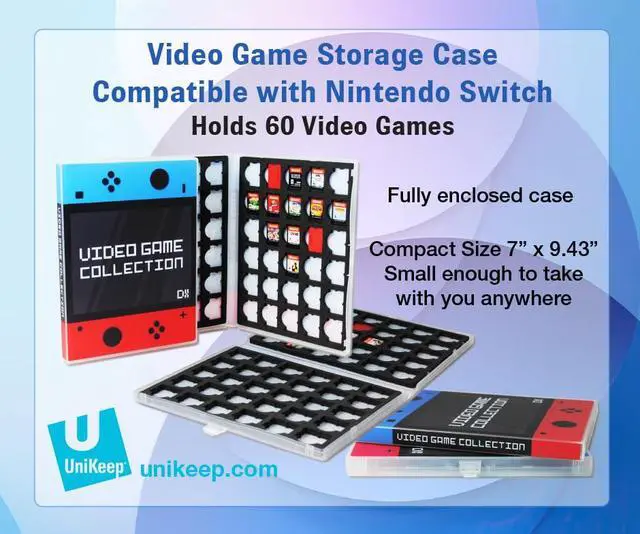 Alt view image 2 of 7 - Game Case for Nintendo Switch Cartridges - Holds 60 Video Games Securely in Foam | Heavy Duty Compact Travel Storage Binder & Protective Holder Organizer with Snap-Lock Closure