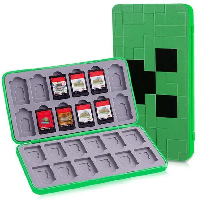 Main image of Game Card Case for Nintendo Switch/Switch 2/OLED/Lite, Portable Switch Game Case Magnetic Closure Games Holder with 24 Slots for Games Cards & SD Cards Durable Cartridge Cases Hard Shell, Green