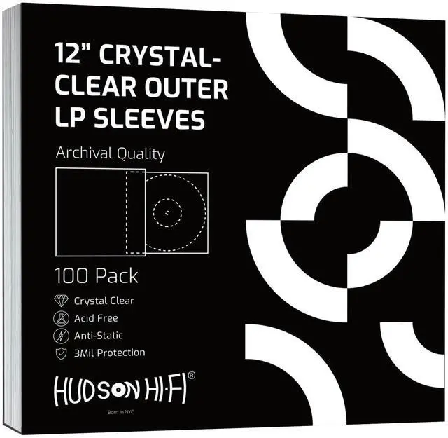 Main image of Flexible Archival-Grade Vinyl Jacket Outer Sleeves 100 Pack Crystal Clear Polypropylene, Anti-Static & Acid-Free