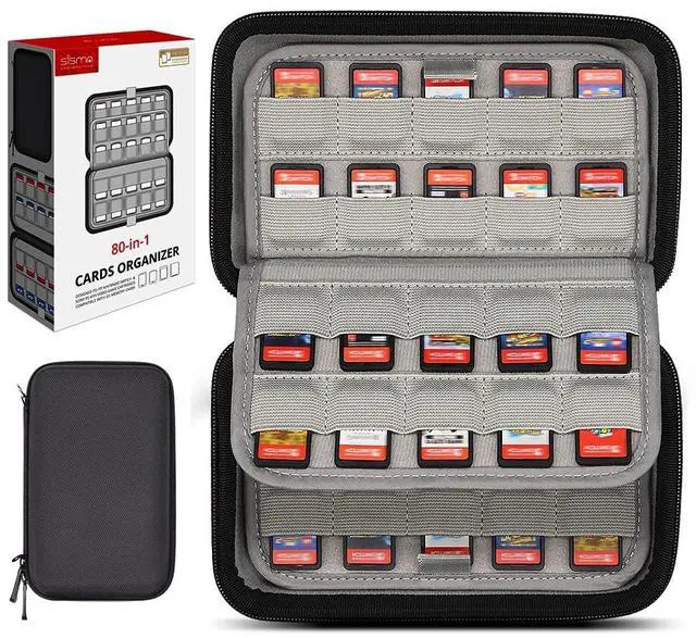 Main image of 80 Switch Game Case Compatible with Nintendo Switch/Switch 2 Games & PS Vita Cartridges, Hard Shell Card Holders Organizer Storage Case Travel Portable Carrying Bag