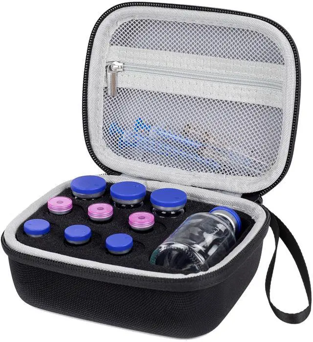 Main image of 10 Slots Peptide Case for Fridge, Vial Storage Case for 1ml 3ml 5ml 10ml 30ml Vials, Insulin Vial Protector Organizer Bag for Diabetic Medication