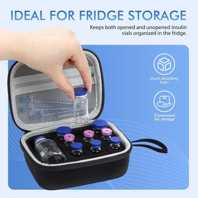 Alt view image 7 of 7 - 10 Slots Peptide Case for Fridge, Vial Storage Case for 1ml 3ml 5ml 10ml 30ml Vials, Insulin Vial Protector Organizer Bag for Diabetic Medication