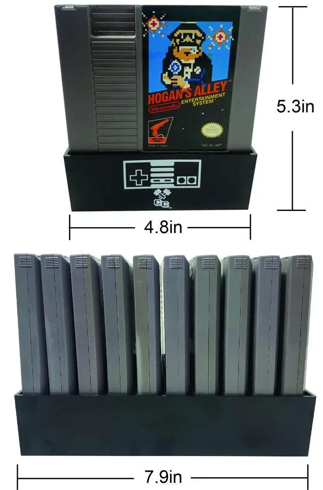Alt view image 3 of 7 - , Black, NES Compatible Cartridge Holder, NES Game Tray, Holds 10 Games, Clutter Reducing, Retro Video Game Collection, Works with Nintendo Entertainment System NTSC and PAL Cartridges