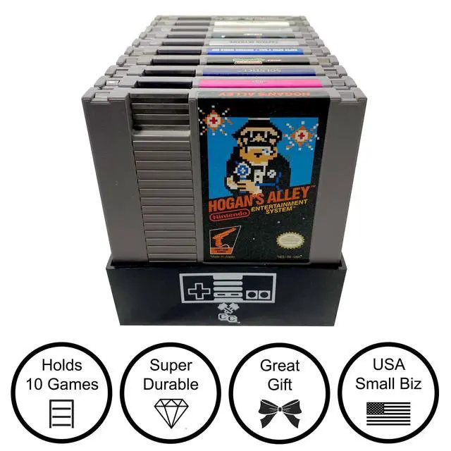 Alt view image 2 of 7 - , Black, NES Compatible Cartridge Holder, NES Game Tray, Holds 10 Games, Clutter Reducing, Retro Video Game Collection, Works with Nintendo Entertainment System NTSC and PAL Cartridges
