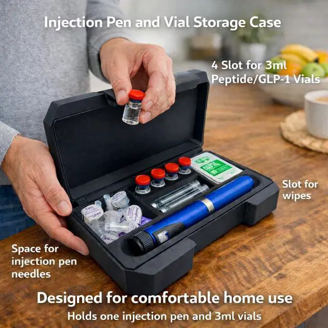 Alt view image 2 of 7 - Peptide/Insulin Pen Case Holds 1 Pen, 4 Vials, Cartridges, Wipes & Pen Needles